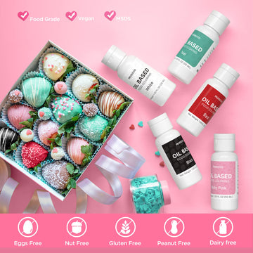 Oil Based Food Coloring For Chocolate - Nomeca 30 Milliliters Upgraded Light Pink Oil Food Color For Baking Cake Decorating, Edible Food Dye For Candy Melts Cookies Easter Egg Icing Fondant Meringues