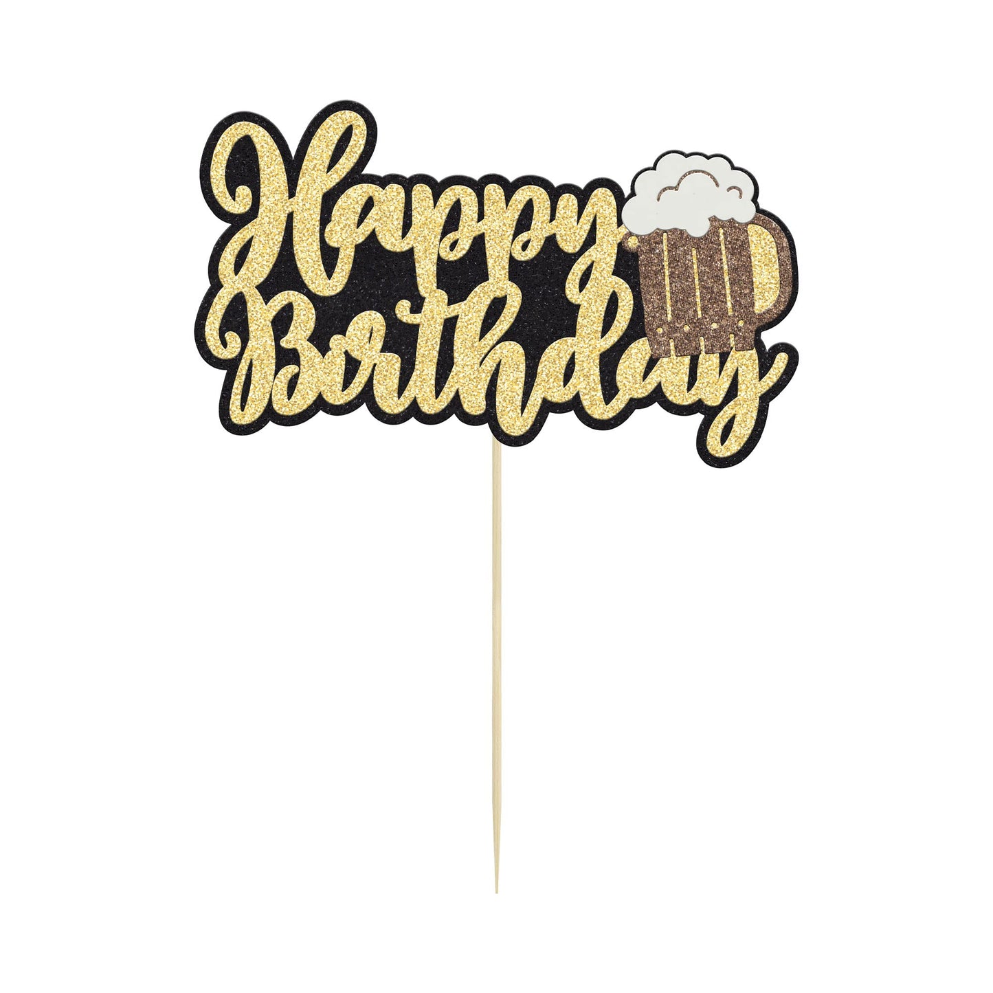 Gyufise malt-inspired Mug Cake Topper - Glitter Happy Birthday Decoration, 1Pcs, Paper, malt-inspired Theme Party Supplies