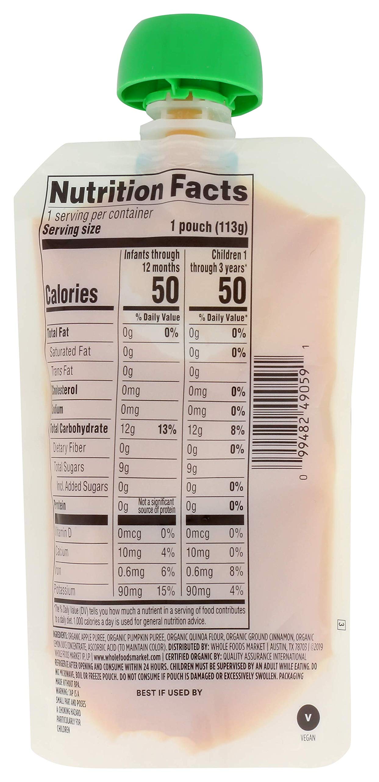 365 By Whole Foods Market, Organic Baby Food, Apple Pumpkin With Quinoa & Cinnamon, 4 Ounce (Pack Of 4)