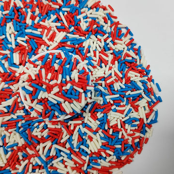Senchanting Patriotic Red White And Blue Jimmies Sprinkles, Edible Sprinkle Mix, Birthday Jimmy Sprinkles Toppers For Decorating