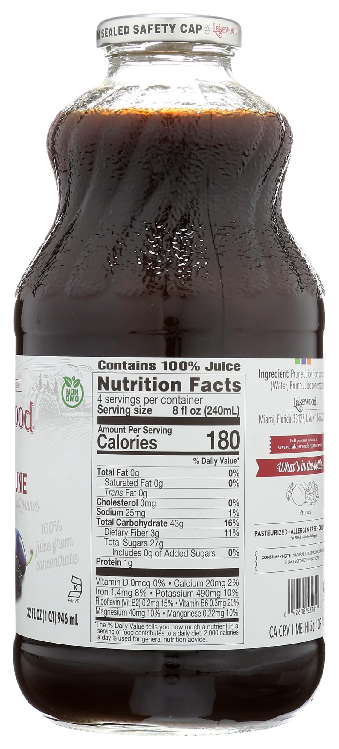 LAKEWOOD Pure Prune Juice, 32 FZ