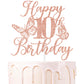 Rose Gold Glitter Happy 10th Birthday Cake Topper, Butterfly Happy 10th Birthday/Cheers to 10 Years, Butterfly Themed 10th Birth