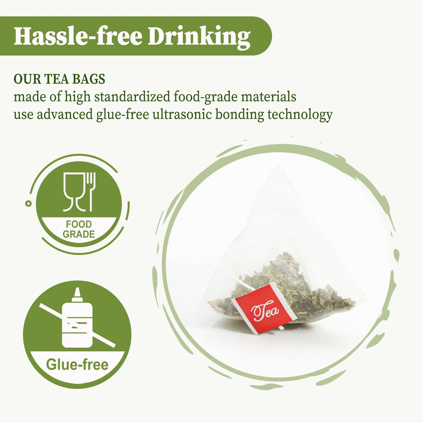 FullChea Lemon Balm Tea Bags, Caffeine-Free Herbal Tea, 40 Count, Non-GMO, Promotes Relaxation & Supports Digestion
