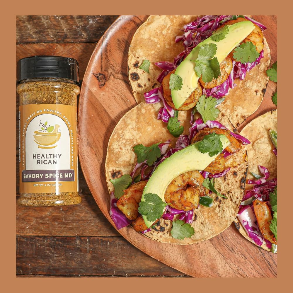 Healthy Rican Savory Chicken Mix Sazon and Sofrito Herb Seasoning for Meat Beef Vegetables Stews BBQ Non GMO No MSG Artificial F