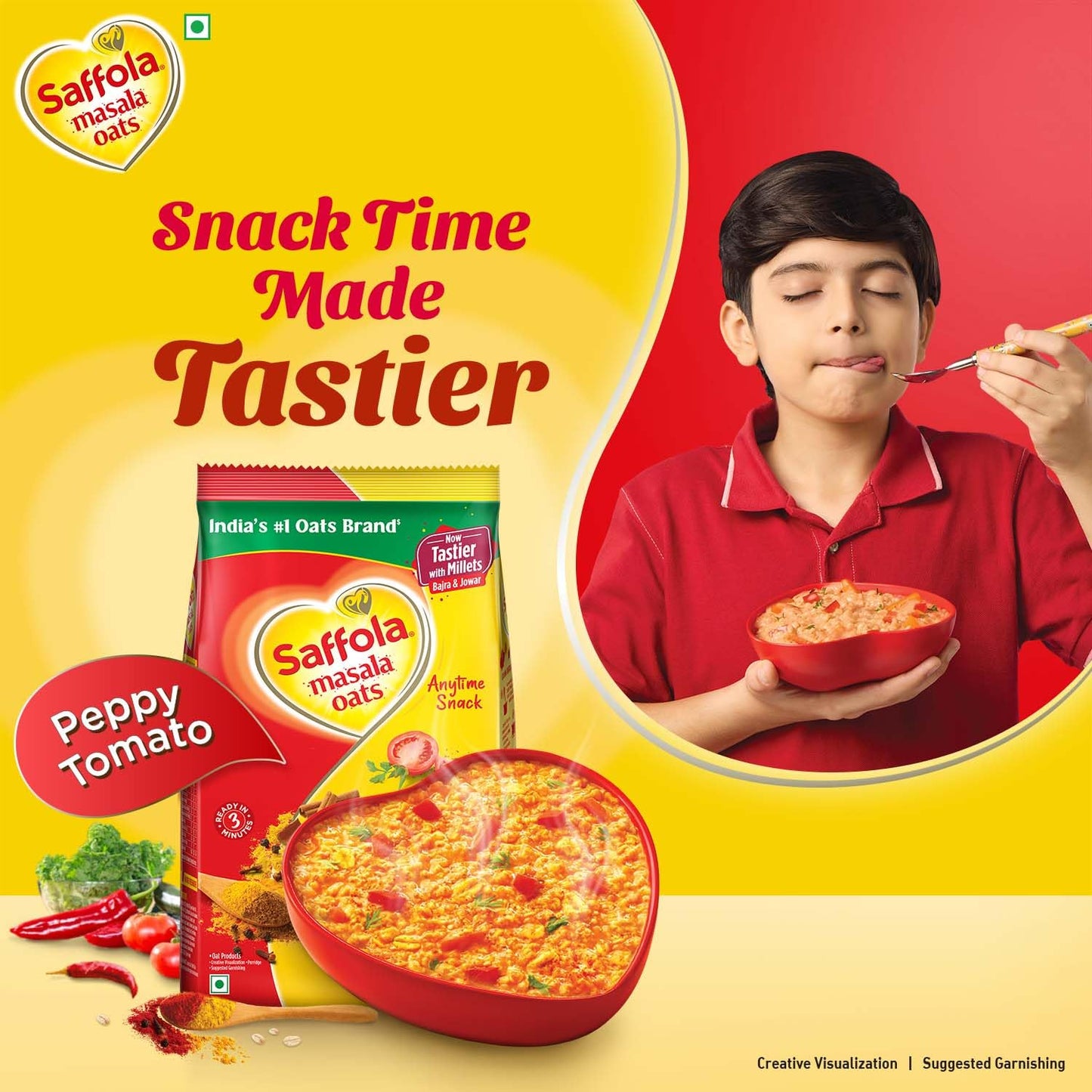 Saffola Masala Oats, Peppy Tomato, 500G