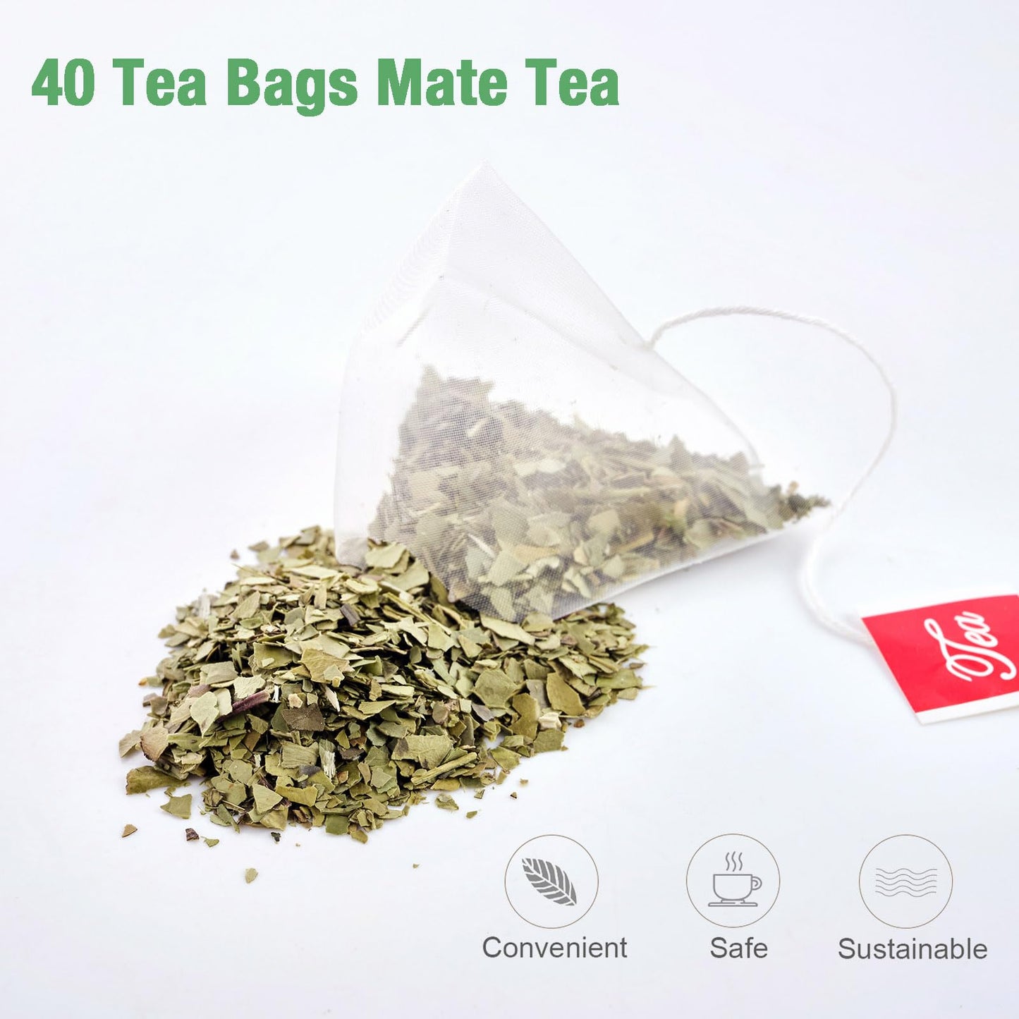 YUNHAHA Yerba Mate Tea Bags, 40 Count, 3g Each, Unsweetened, Unsmoked, Rich in Antioxidants, from Argentina