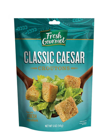 Fresh Gourmet Premium Croutons Crunchy Salad Topper, Classic Caesar, 5 Ounce (Pack Of 6)