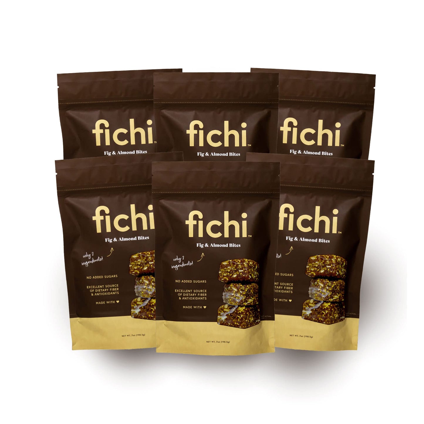 Fichi Fig and Almond Bites, Gluten-Free Fruit and Nut Snack, 7 Oz (Pack of 6)