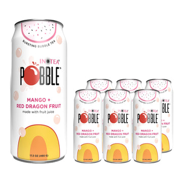 INOTEA POBBLE BURSTING BUBBLE TEA (Pack of 6 Cans) includes SALTATION Thank You Card | Canned Iced Tea Made with Real Fruit Juic