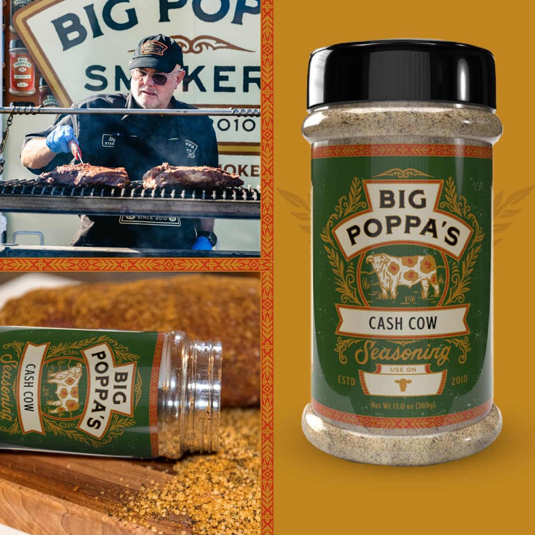 Big Poppa'S Cash Cow Seasoning - Unleash Flavor Of Your Beef Recipes - Mouth-Watering Meat Rub - Use It For Beef Tenderloin, Bee