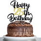 Klionjor 25th Birthday Cake Topper - Black Gold Glitter Cardboard Decoration