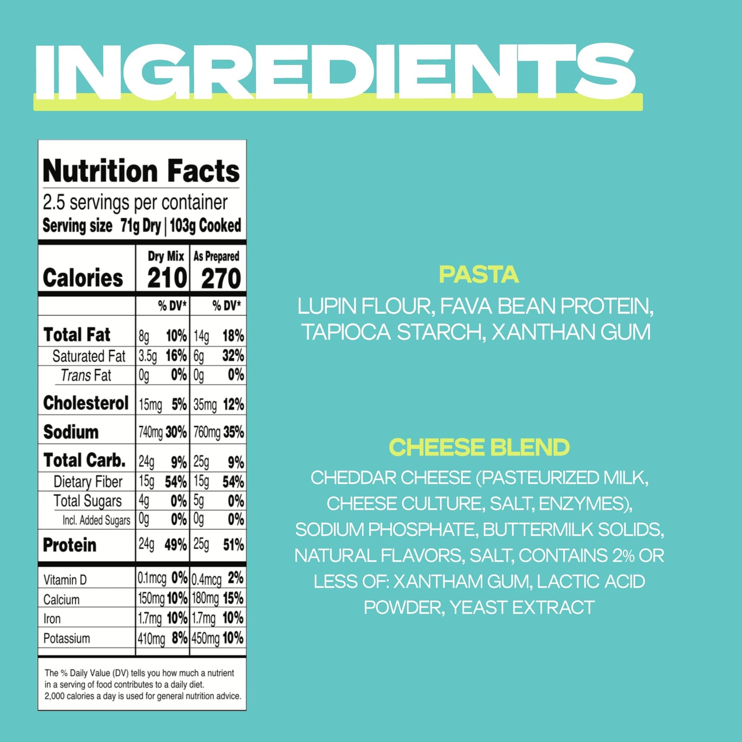Kaizen High Protein White Cheddar Mac & Cheese - Low Carb, Keto Friendly, High Fiber, Gluten-Free, Non-GMO - 6.4 Ounces (Pack of