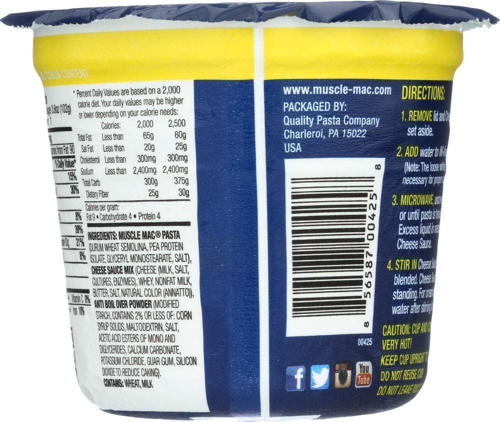 Muscle Mac High Protein Macaroni & Cheese Microwave Cup, 3 Cups