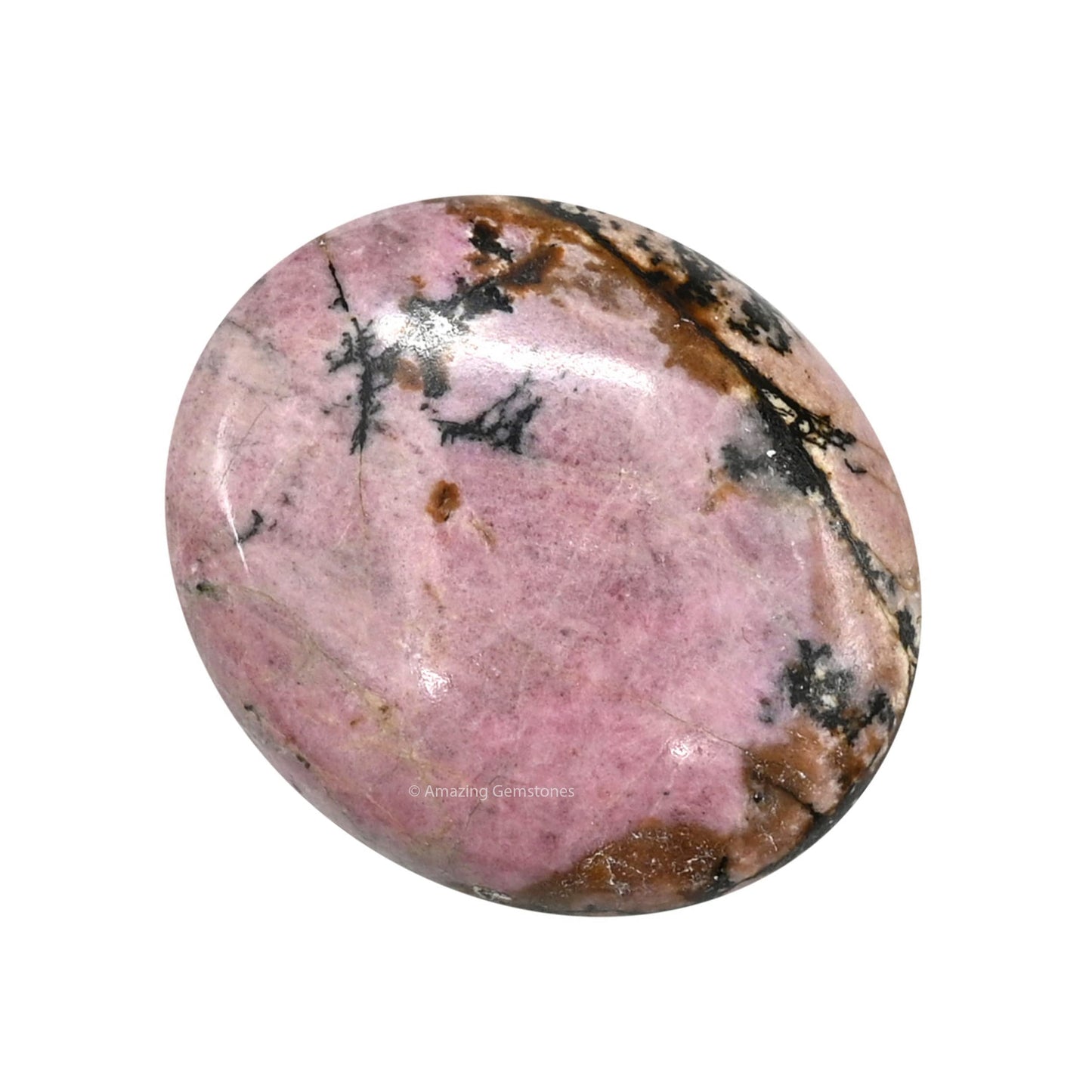 Rhodonite Palm Stone - Hot Massage Worry Stone For Natural Body Chakra Balancing, Reiki Healing And Crystal Grid