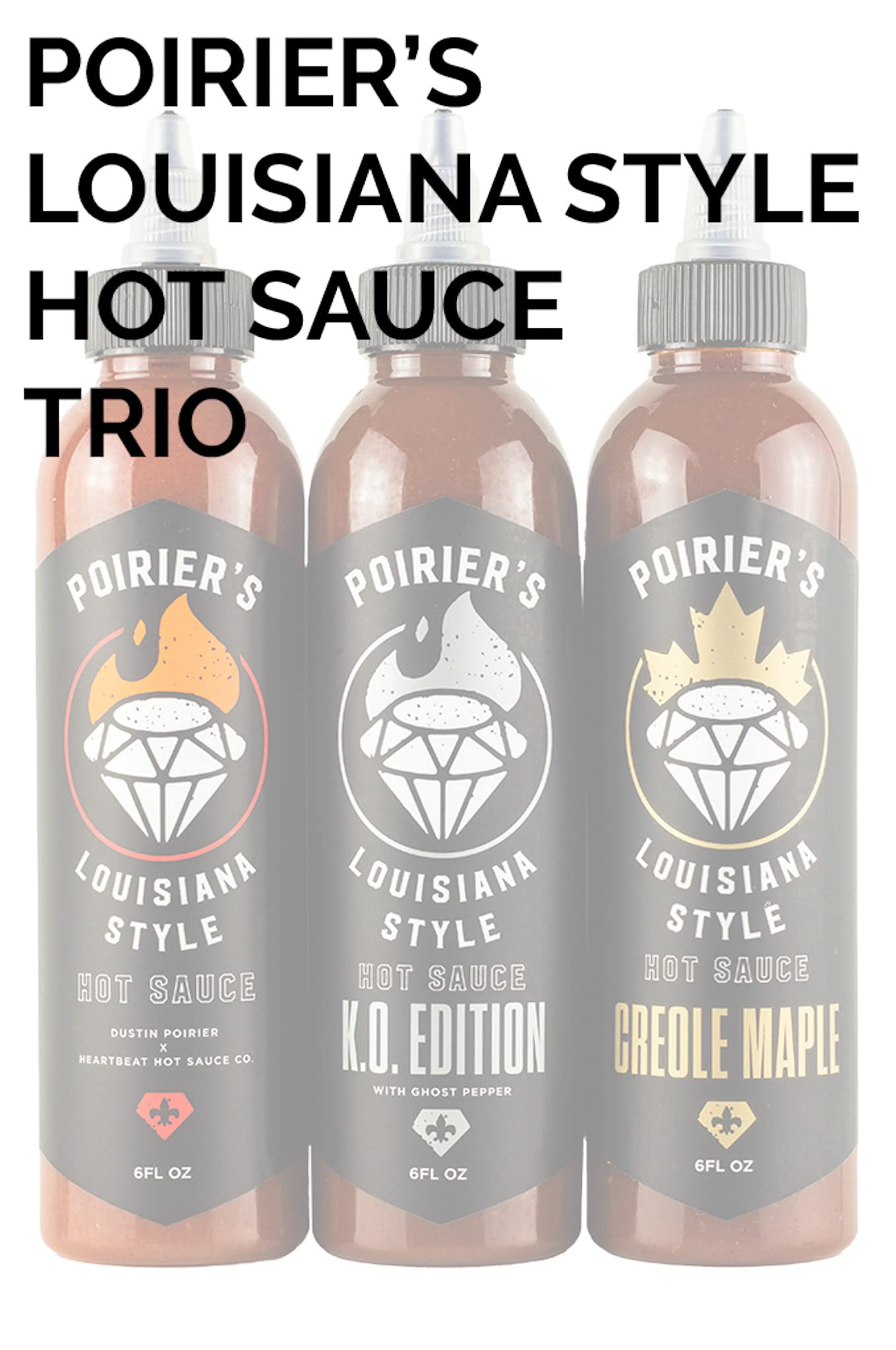 Dustin Poirier's Louisiana Style Hot Sauce Trio by Heartbeat, Fiery Trifecta Made with Natural Ingredients: The Original Louisia