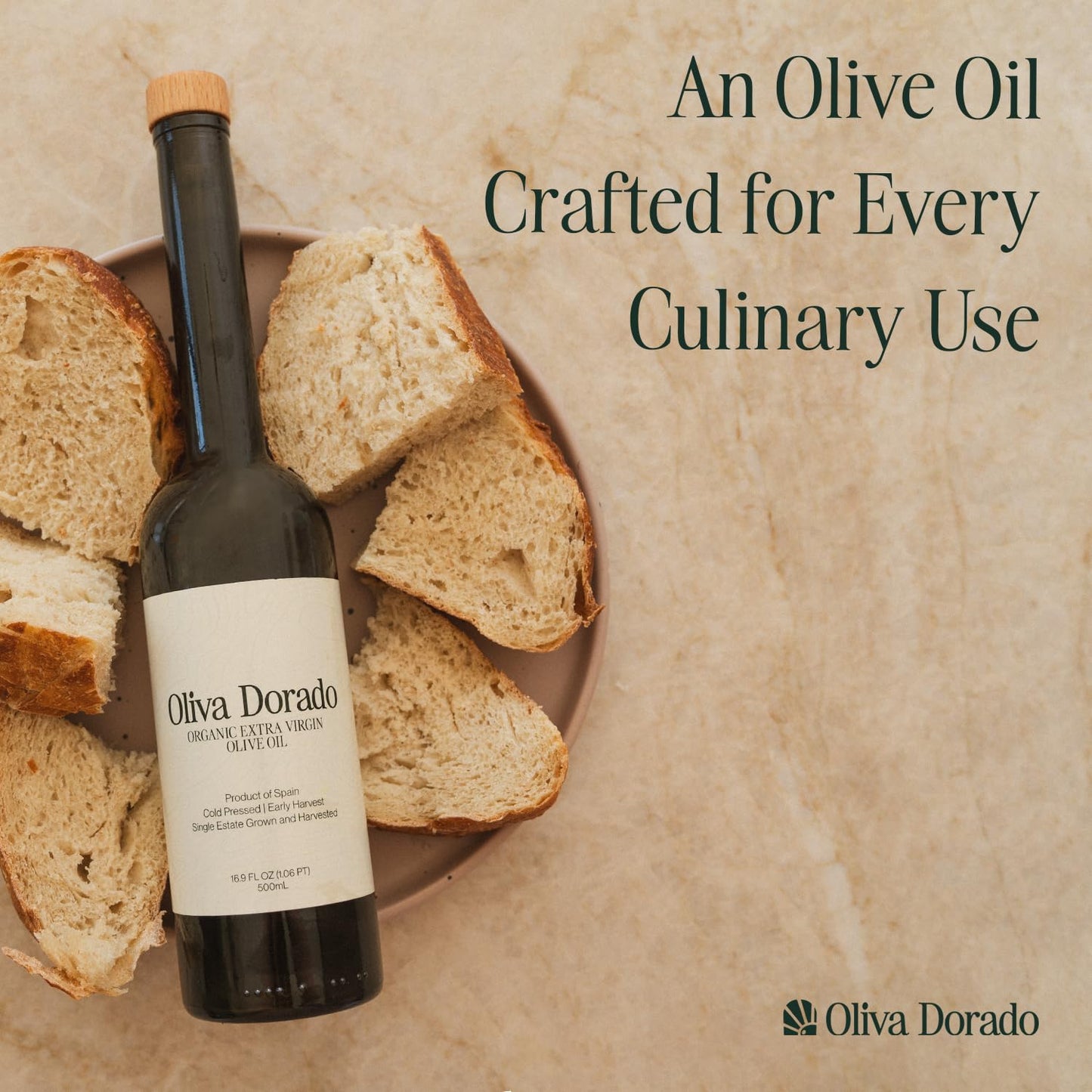 Oliva Dorado Organic Extra Virgin Olive Oil  Cold Pressed from Single Estate Spanish Olives  Polyphenol-Rich enhanced Drizzle  Early Harvest  Full-Bodied Flavor  500mL Glass Bottle