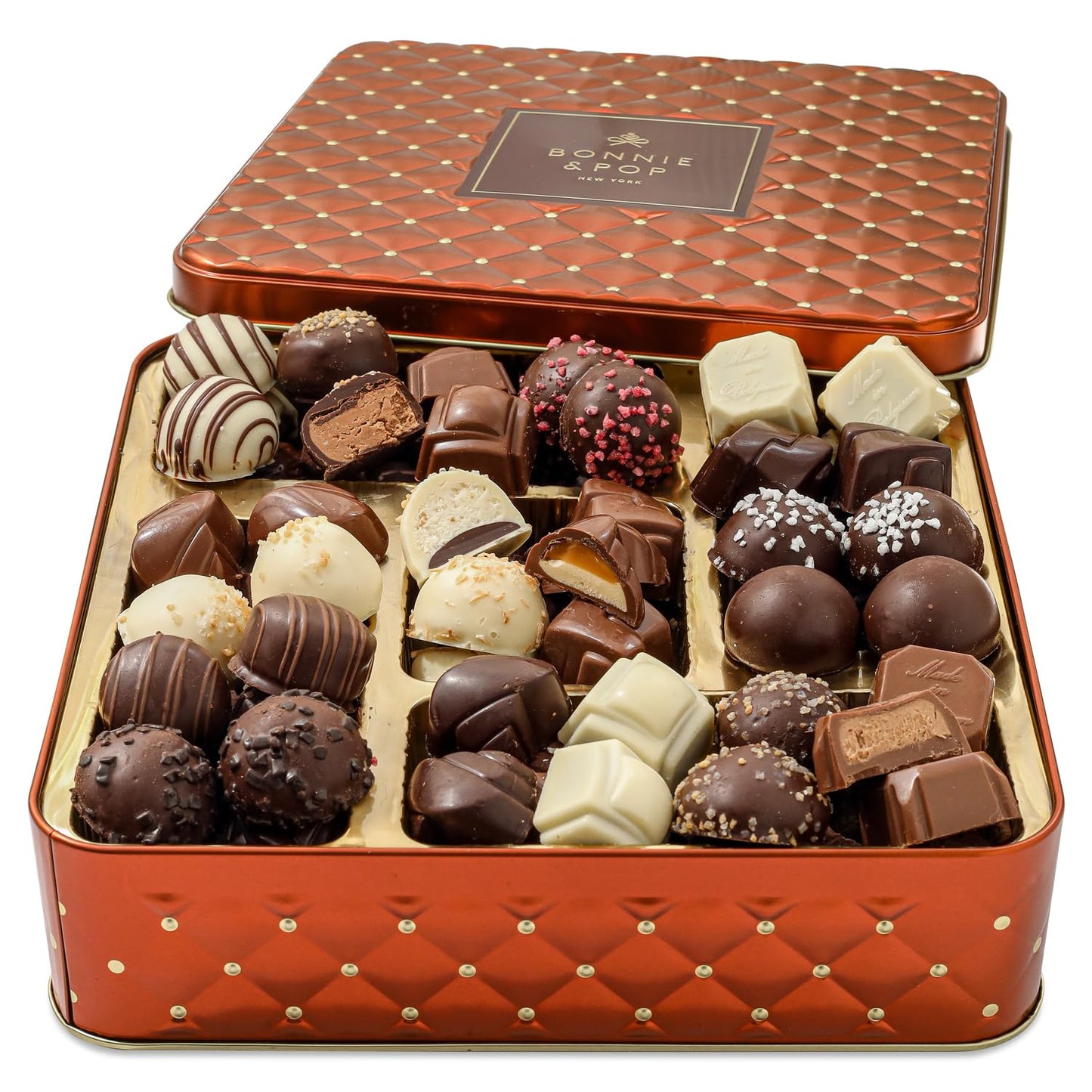 Chocolate Gift Basket  Belgium Truffle Candy Food Gifts Arrangement Platter  Gourmet Snack Box  Mothers Day  Corporate Him and Her  Men Women Family Parties  Bonnie and Pop