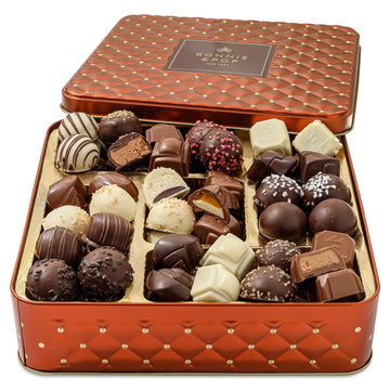 Chocolate Gift Basket  Belgium Truffle Candy Food Gifts Arrangement Platter  Gourmet Snack Box  Mothers Day  Corporate Him and Her  Men Women Family Parties  Bonnie and Pop