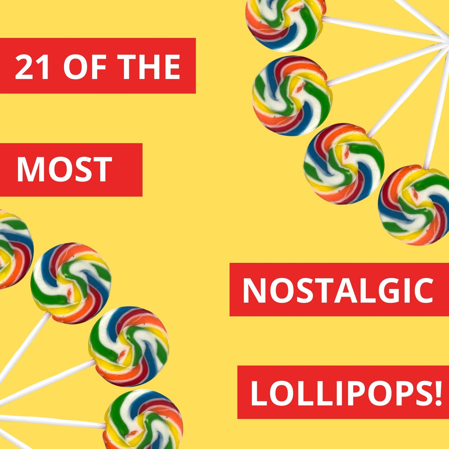 Mini Carnival Lollipop Packs, Shareable Individually Wrapped Traditional Multi Colored Swirl Pops, Candy Accessory Included, 7 L