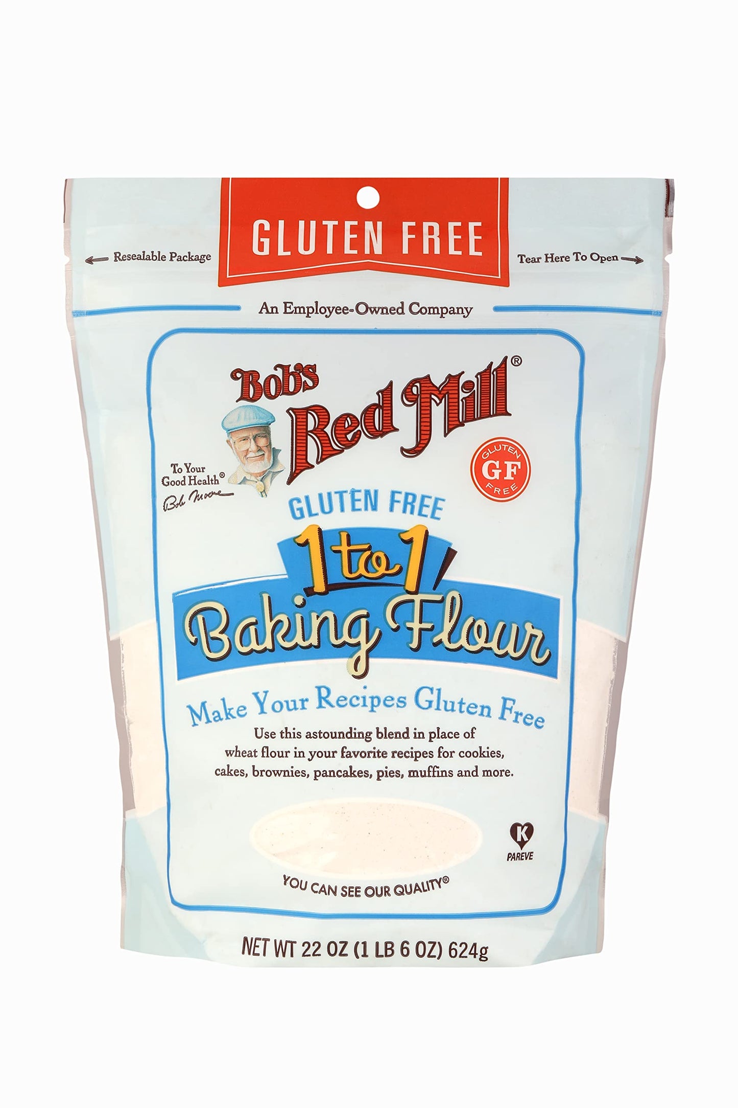 Bob's Red Mill Gluten Free 1 to 1 Baking Flour 22 oz (623 grams) Pkg