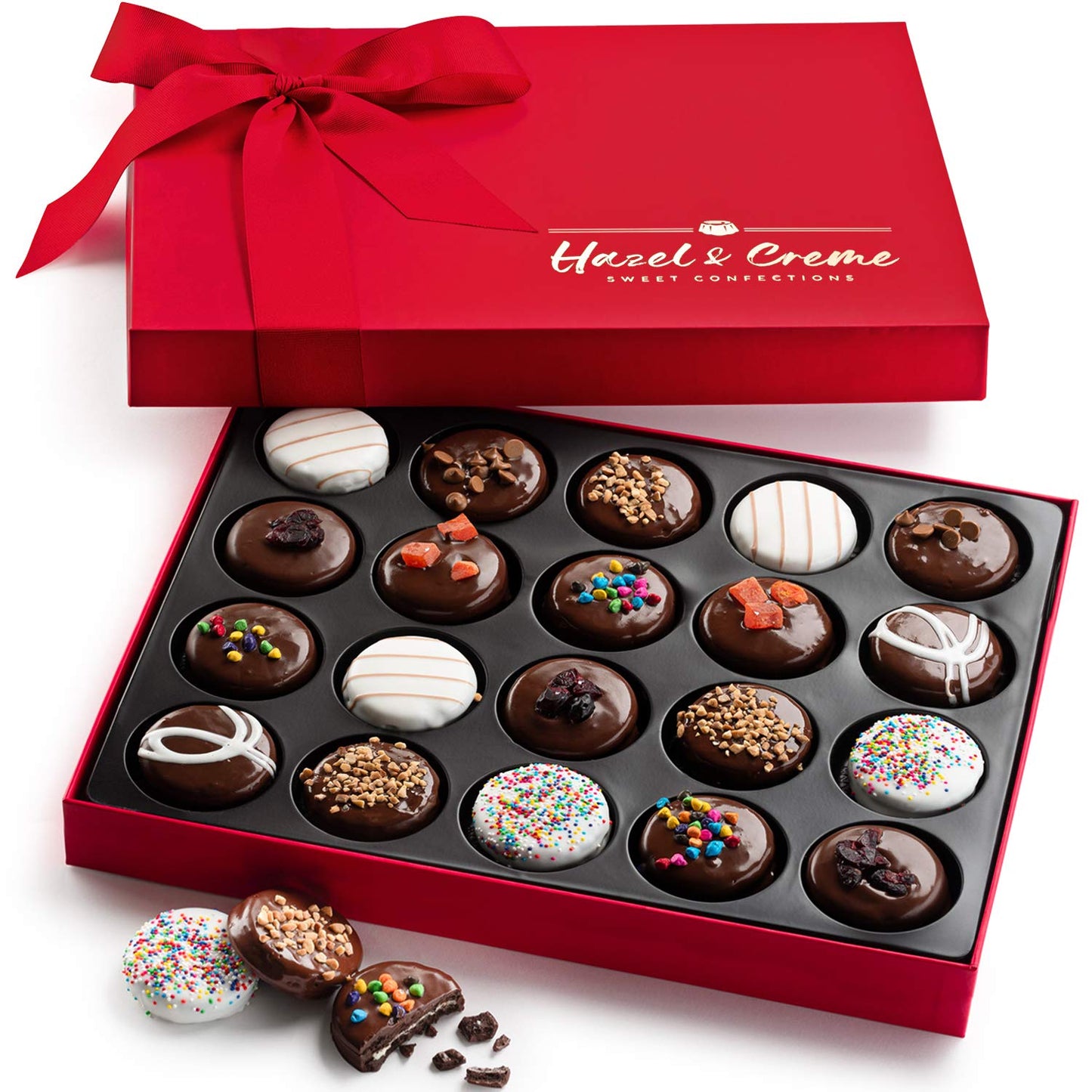 Hazel & Creme Chocolate Covered Cookie Gift Box - 21 Piece Set - Gourmet Dark Chocolate Vegan   in Elegant Packaging