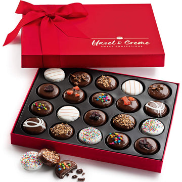 Hazel & Creme Chocolate Covered Cookie Gift Box - 21 Piece Set - Gourmet Dark Chocolate Vegan   in Elegant Packaging