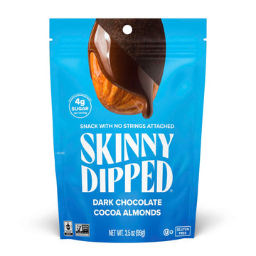 Skinnydipped Dark Chocolate Cocoa Almonds, Healthy Snack, Plant Protein, Gluten Free, 3.5 Oz Resealable Bags (Pack Of 5)
