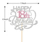 Monmon & Craft Happy18Th Birthday Cake Topper/Cheers To 18 Years/Girls 18Th Birthday Party Decor Supplies - Silver & Pink Glitte