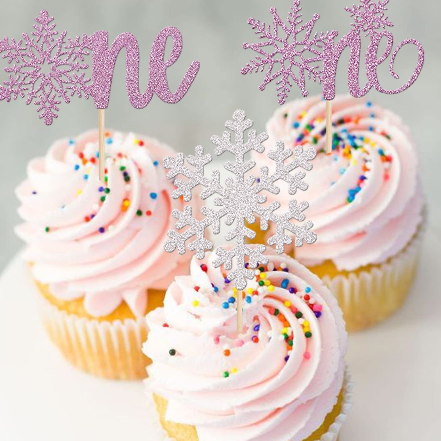 Rsstarxi 36 Pack Snowflake 1St Birthday Cupcake Toppers Purple Silver First Birthday Snowflake One Cupcake Picks For Winter Them