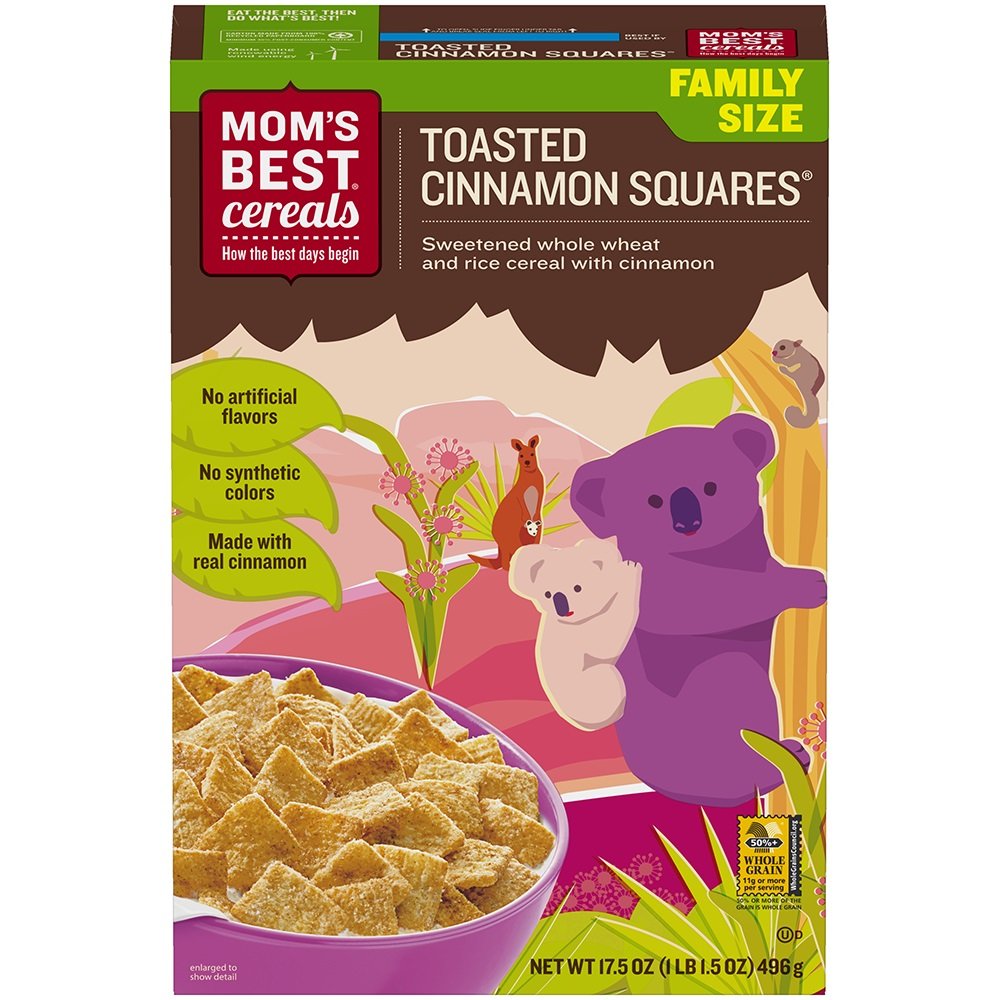 Mom'S Best Toasted Cinnamon Squares Cereal, Made With Whole Grain, No High Fructose Corn Syrup, Made With Real Cinnamon, Kosher,