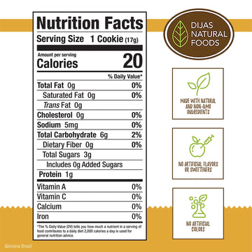 Dijas Natural Foods, Crunchy Fat Free Biscotti Cookie, All Natural Preservative Free Ingredients, Delicious Low Calorie Snack (5 Ounces, Banana Bread)