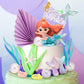 25 Pcs Mermaid Under The Sea Cake Toppers Kit With Little Resin 3D Mermaid Seaweed Palm Leaves Bubble Starfish Shell Mermaid Tai
