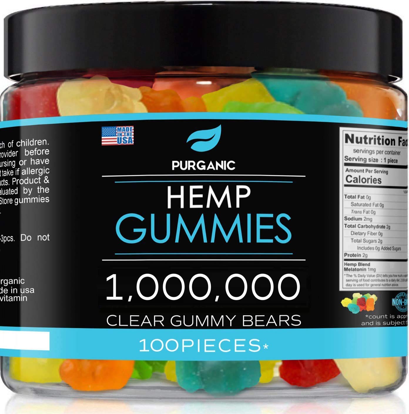 Purganic Gummies for Stress & Relaxation - 1M - Delicious Natural Fruit Flavors - Made in USA - Relaxing Gummies - 100ct