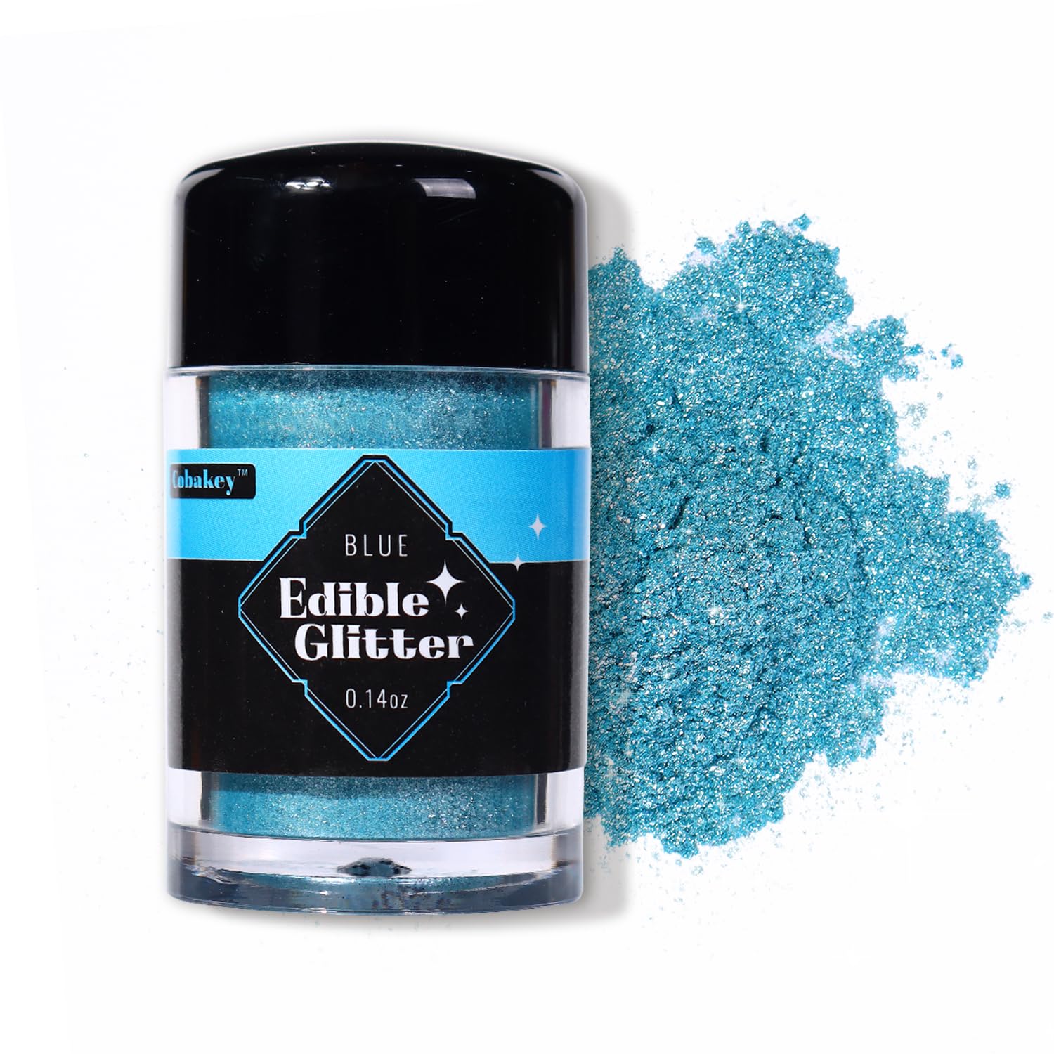 Cobakey Edible Glitter for Cocktails, 4g Blue Atoll Luster Dust for Baking and Cake Decorating