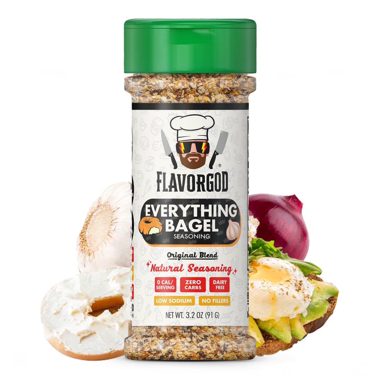 Everything Bagel Seasoning Mix by Flavor God - Premium All Natural & Healthy Spice Blend for Bagels, Chicken, Eggs, Vegetables &
