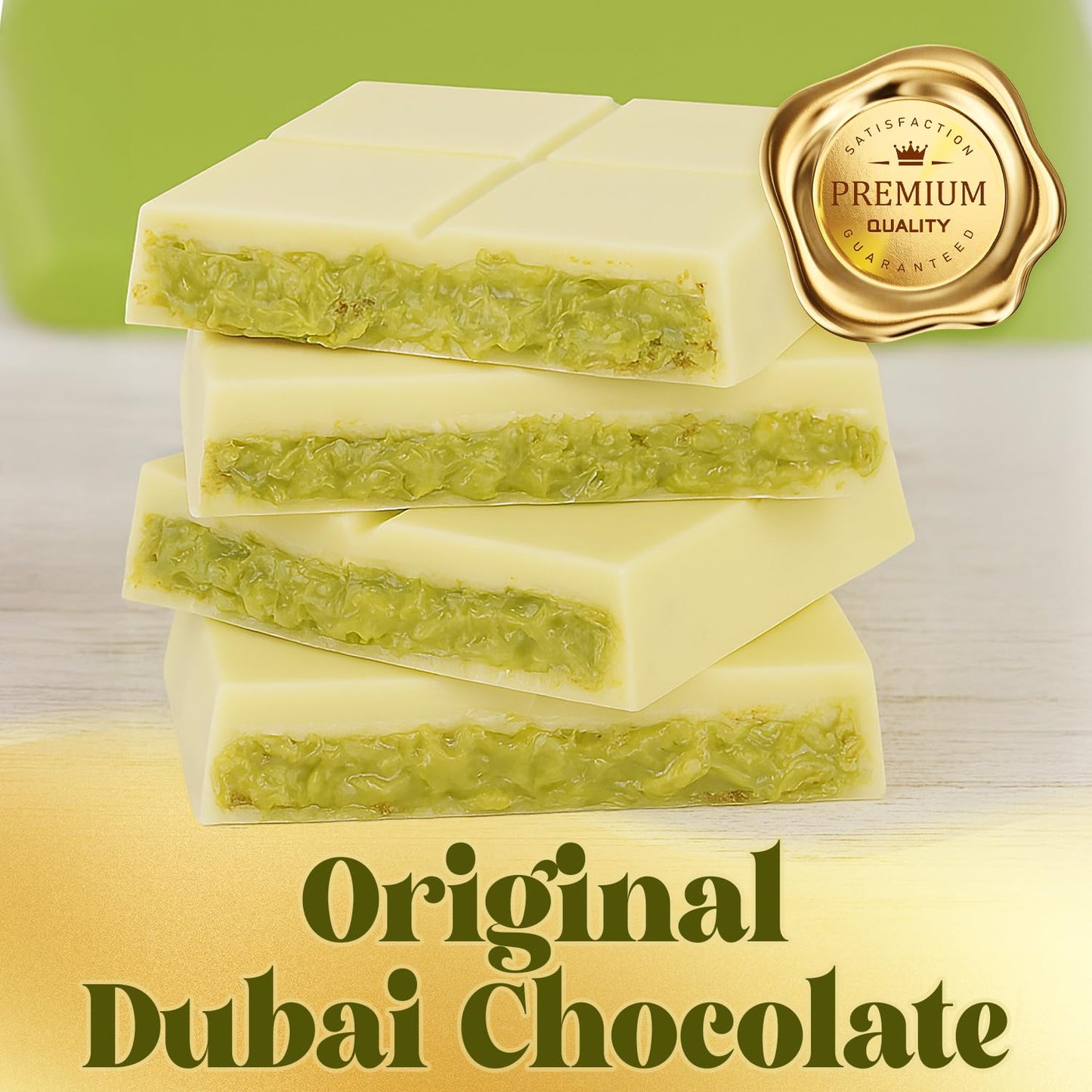 Dubai Chocolate Kunafa Pistachio Bar 7Oz | Famous White Chocolate Kunafe Bar | Crispy Kunafe With Pistachio Paste | Gift Idea For All Occasions | Elegant White Chocolate Kunafa Gift