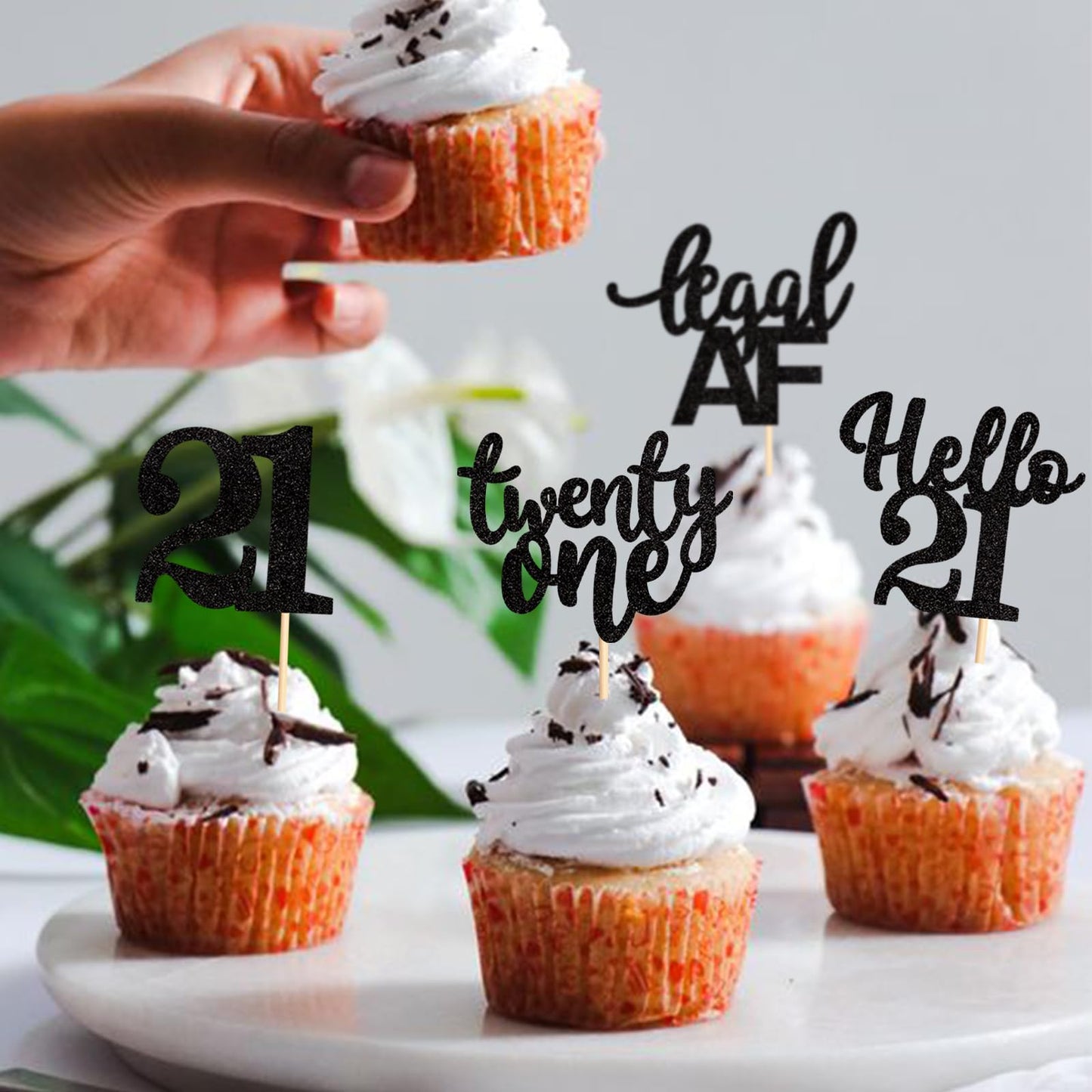 Keaziu 24 Pack 21St Birthday Cupcake Toppers Hello 21St Twenty One Legal 21St Cupcake Picks For 21St Birthday Wedding Anniversar