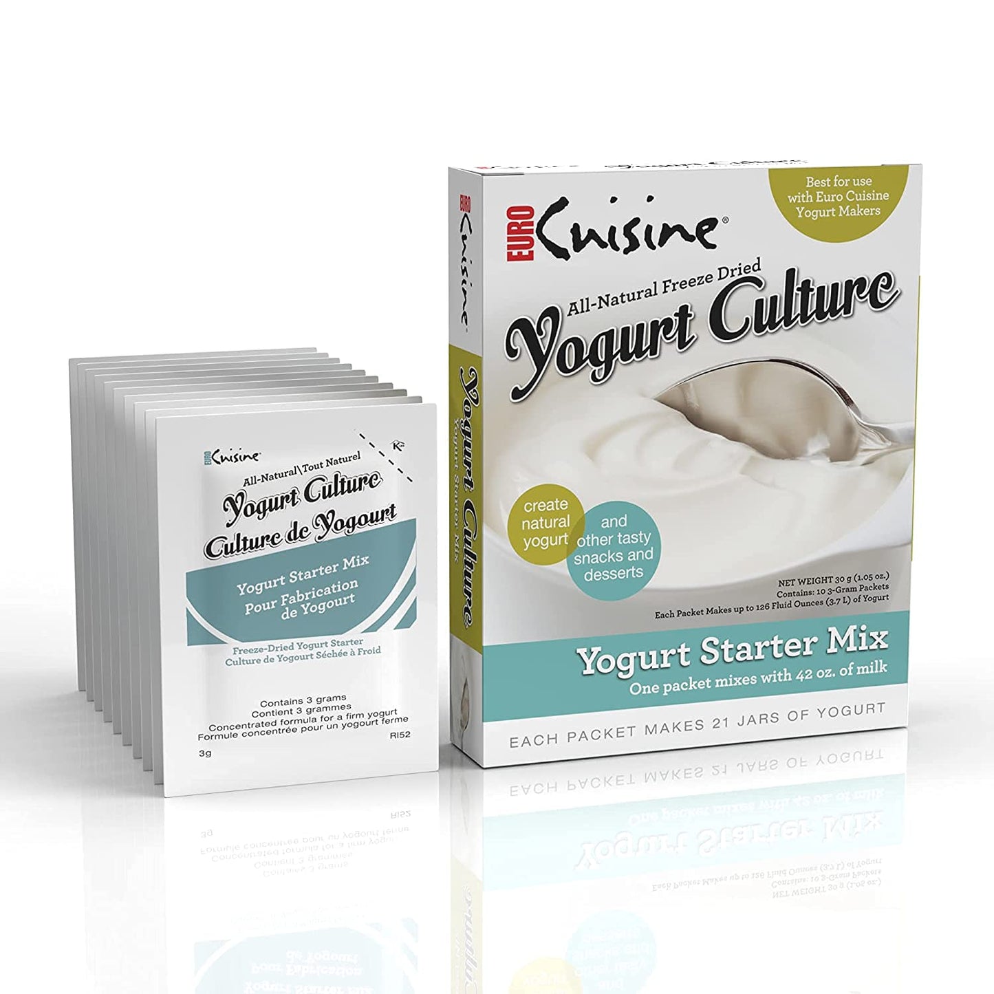 Euro Cuisine Yogurt Culture Starter for Homemade Yogurt, Dairy Free & Whole Milk, 2 Pack, Model S-PL-9234