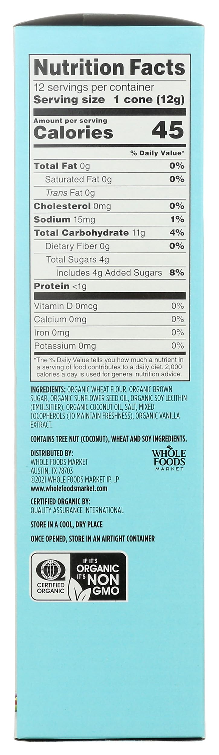 365 by Whole Foods Market  Organic Sugar Cone  5 Ounce