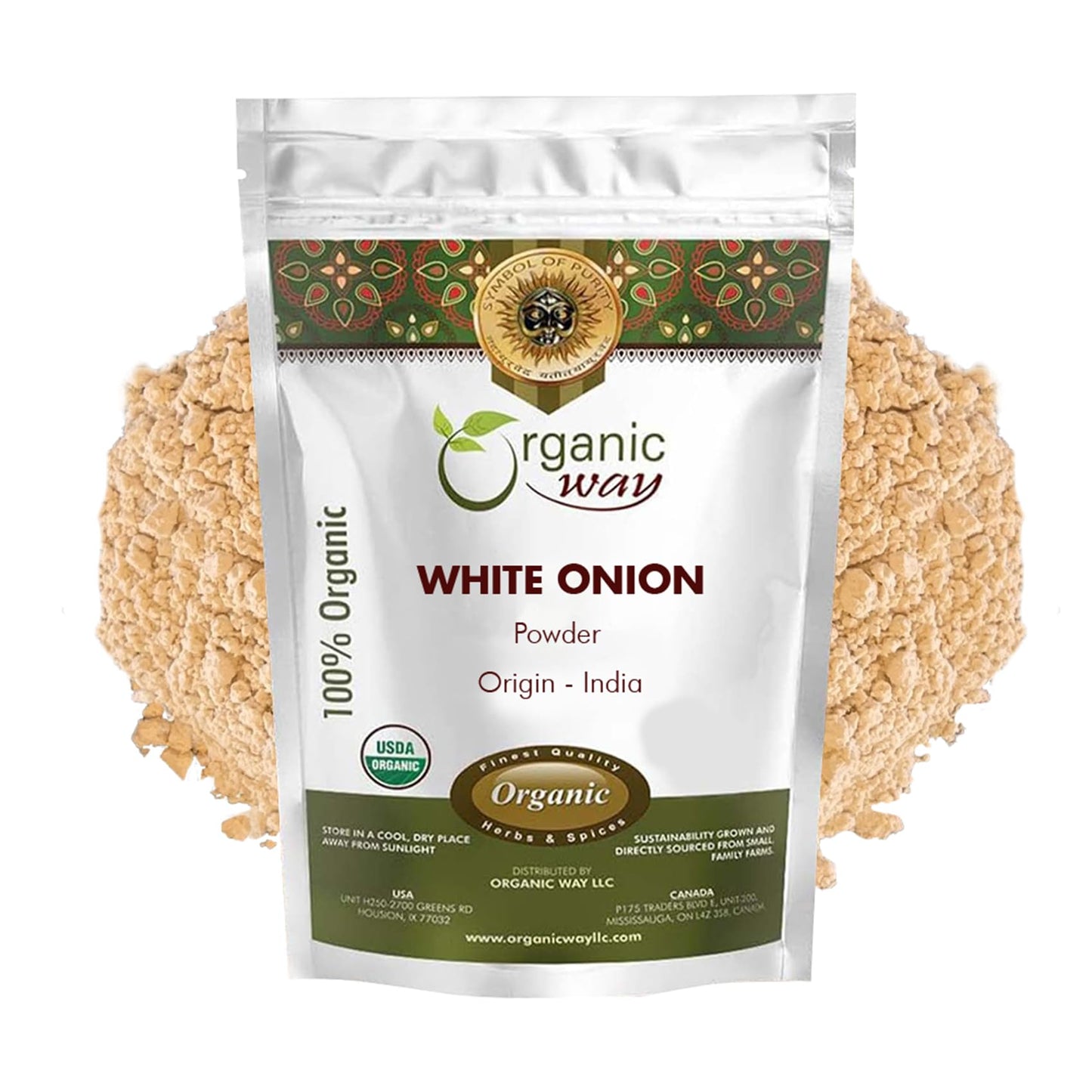 Organic Way White Onion Power | Granulated Onion Powder | USDA & Kosher Certified | Non GMO & Gluten Free | Origin India (1 lb -