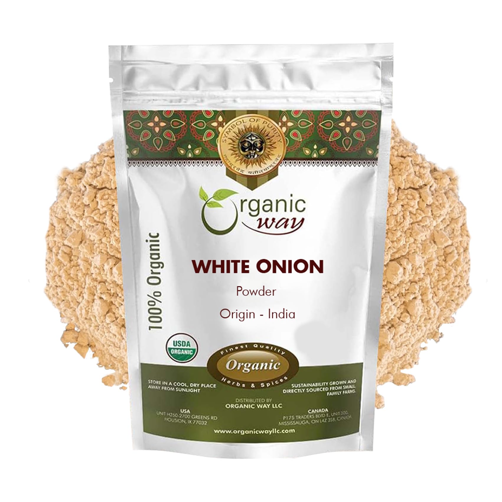 Organic Way White Onion Power | Granulated Onion Powder | USDA & Kosher Certified | Non GMO & Gluten Free | Origin India (1 lb -