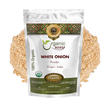 Organic Way White Onion Power | Granulated Onion Powder | USDA & Kosher Certified | Non GMO & Gluten Free | Origin India (1 lb -