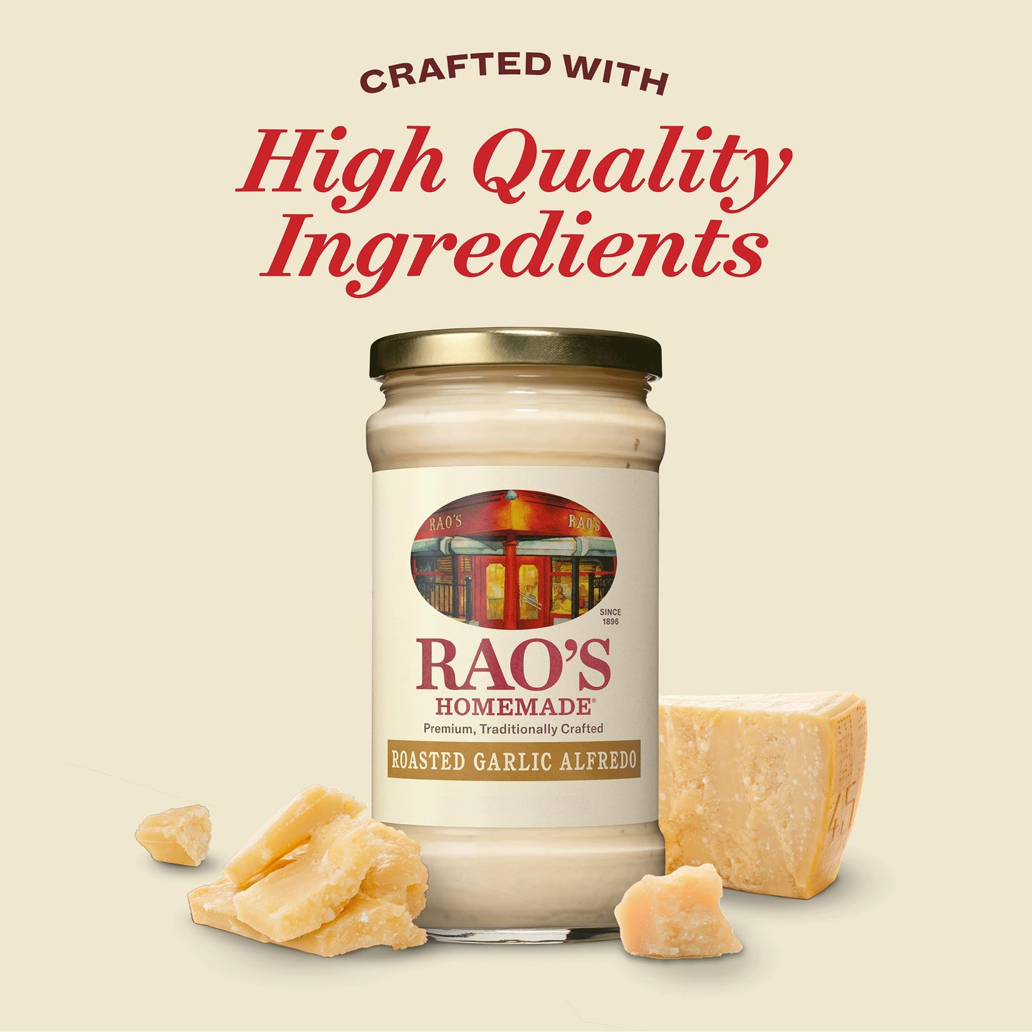 Raos Homemade Alfredo Sauce  Roasted Garlic Alfredo  15 oz  Rich & Creamy Pasta Sauce  Carb Conscious  Keto Friendly  enhanced Quality  Blend of Parmesan & Romano Cheese  Cream and Butter