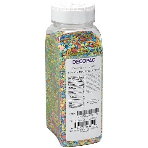 Decopac Fiesta Fusion Mix Candy Sprinkles, 27Oz, Fancy Sprinkles In Handheld Container, Edible Sprinkles For Celebration Cakes, Cupcakes, Cookies And Donuts