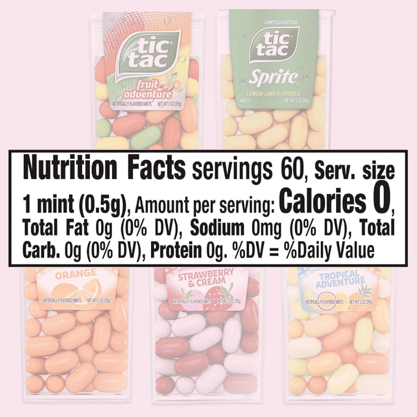 Tic Tacs Variety Pack Of 5 Fruity Flavors- Includes Orange Tic Tac, Tic Tac Fruit Adventure, Berry Adventure Tic Tacs, Strawberr