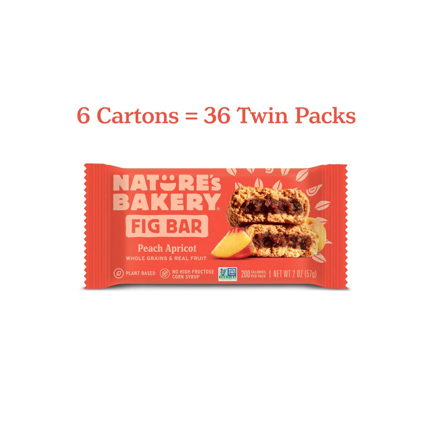 Natures Bakery Whole Wheat Fig Bars, Peach Apricot, Real Fruit, Vegan, Non-GMO, Snack bar, 6 Count (Pack of 6)