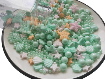 Edible Green Ocean Mermaid Candy Sprinkles Starfish Dessert Sprinkle Shell Cake Cupcake Toppers Pearl Cookie Decorations Sweet P