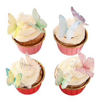 Yocity 40Pcs Wafer Paper Butterfly Cupcake Cake Toppers Edible Butterflies For Cake Decorations Colorful Butterfly Cake Toppers