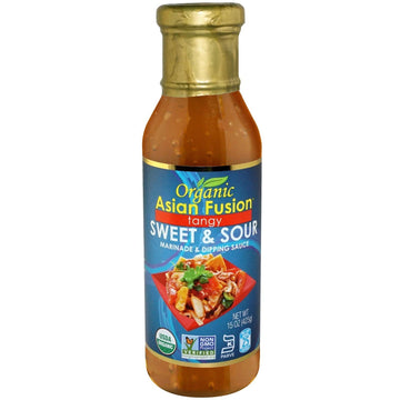 Asian Fusion Organic Sweet & Sour Marinade & Dipping Sauce, 15 Oz, USDA Organic, Non-GMO, Gluten-Free, Kosher, 6 Pack