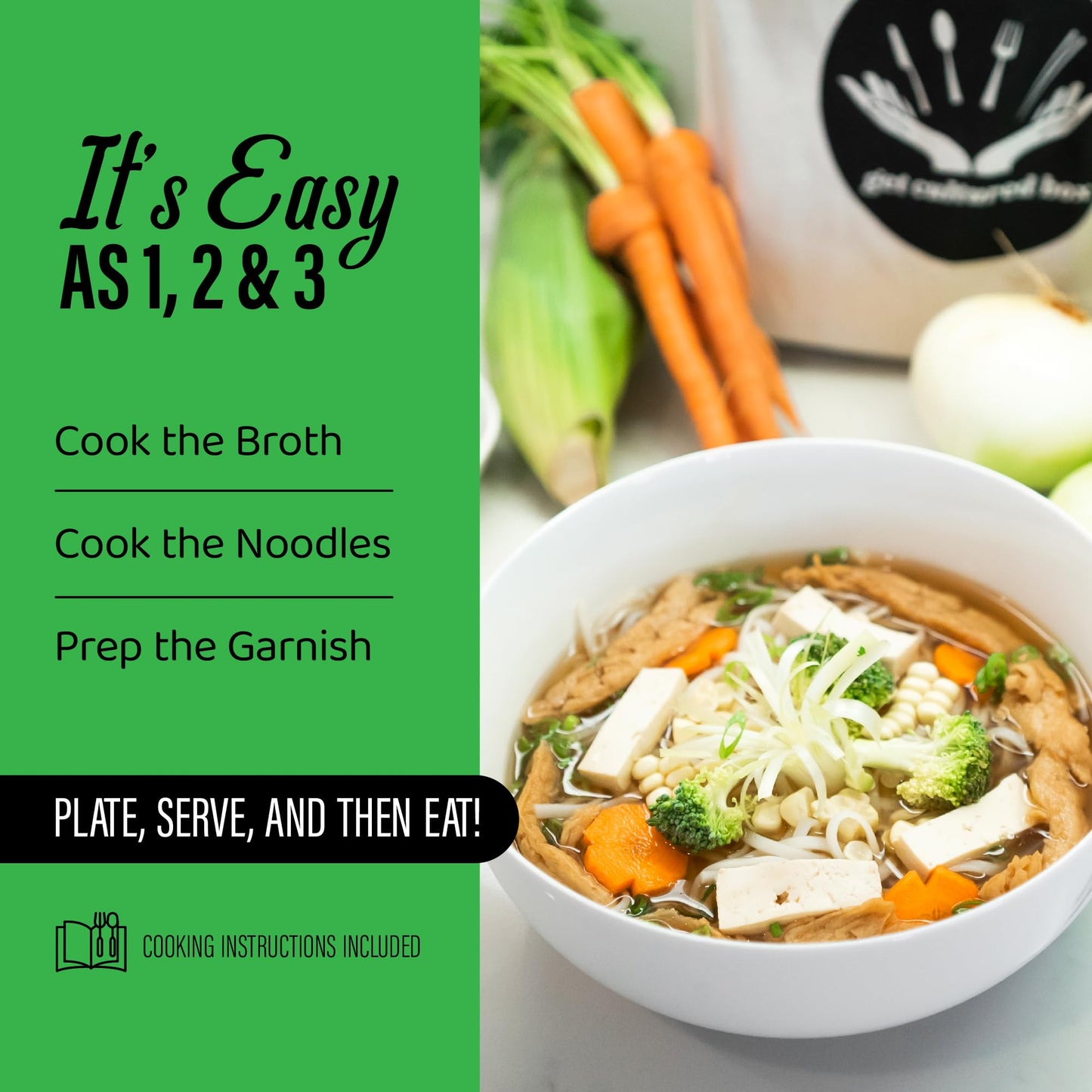 Get Cultured Box Diy Vegan Pho Kit (Ph? Chay), Make Authentic Vegan Vietnamese Noodle Soup Broth, Includes Herb Bag, Rice Noodle